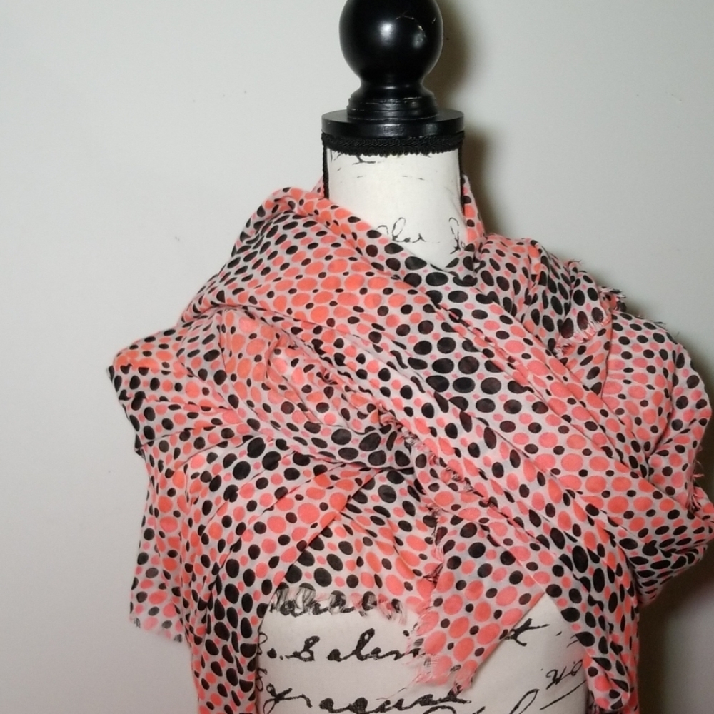 Stephen Madden Pink/Black polka dot Scarf/Wrap - Picture 5 of 12